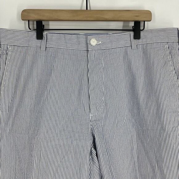 Brooks Brothers 346 Seersucker Shorts Size 38 Mens Blue Striped Flat Front Chino - Picture 2 of 6